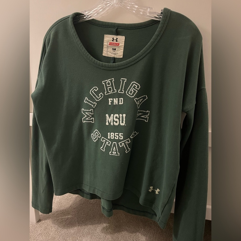 Michigan State high low sweatshirt.